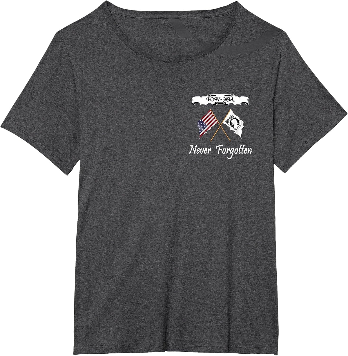 Never Forgotten Pow Mia T-Shirt - Dark Heather Grey