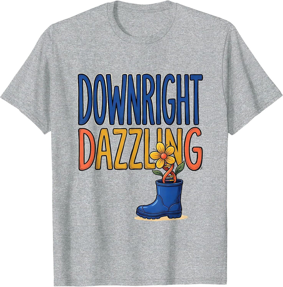 Men's Downright Dazzling Whimsical Down Syndrome Awareness Support T-Shirt - Heather Grey