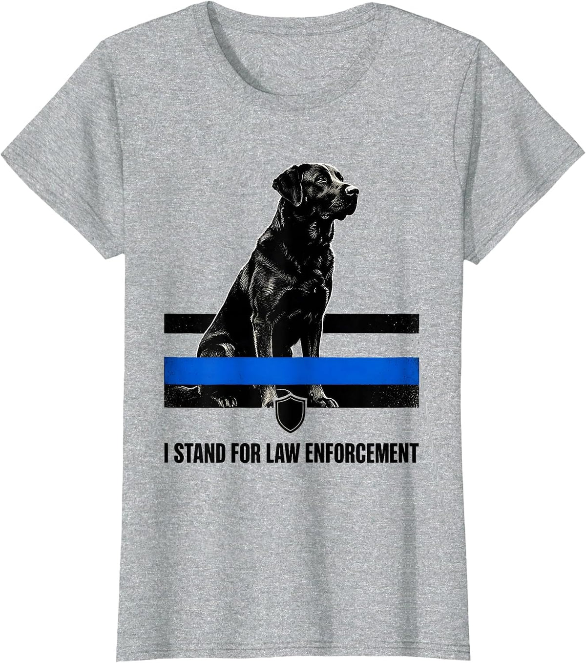 I Stand For Law Enforcement Thin Blue Line Police Support T-Shirt - Heather Grey