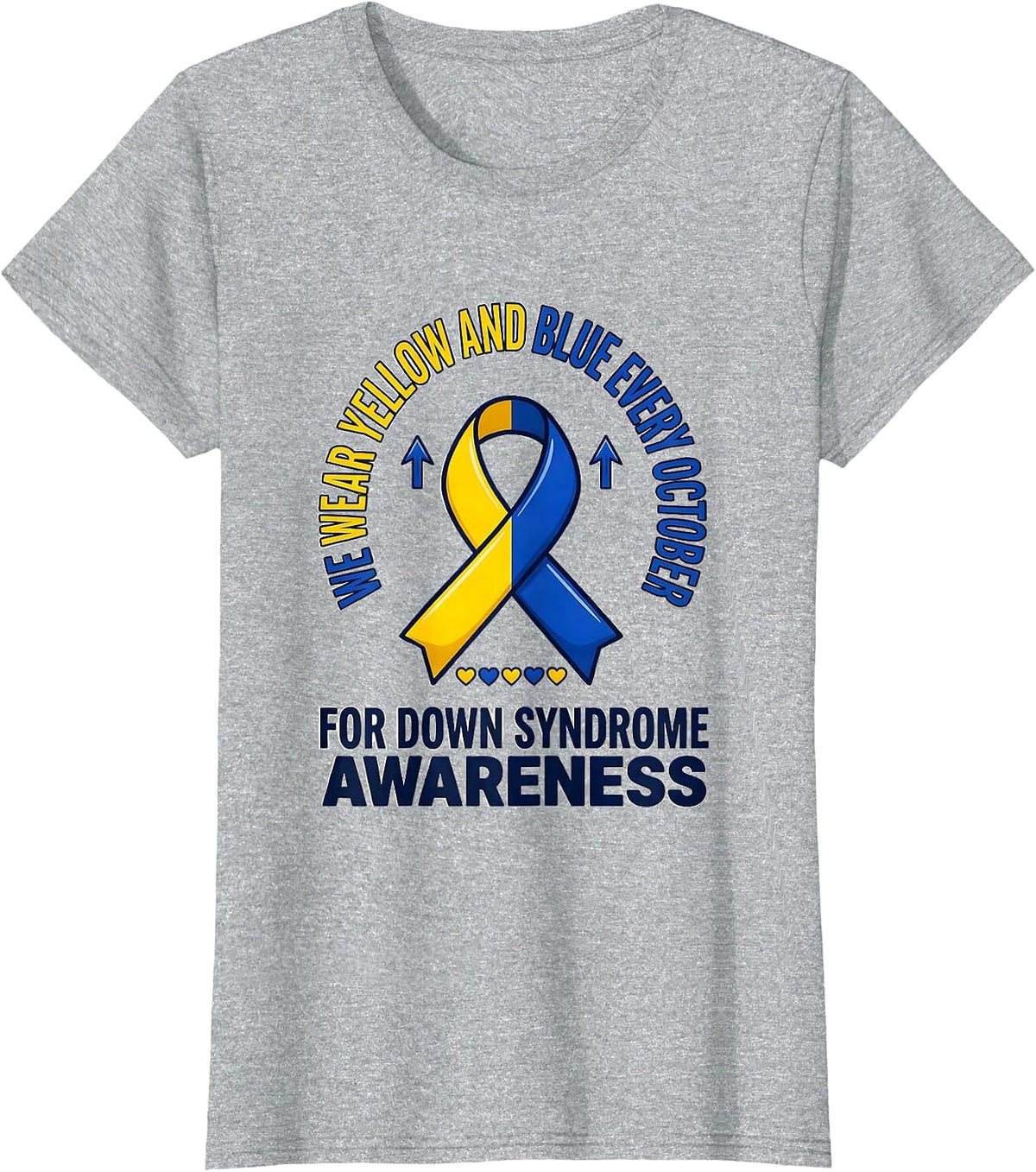 We Wear Yellow And Blue Down Syndrome Awareness T-Shirt - Heather Grey