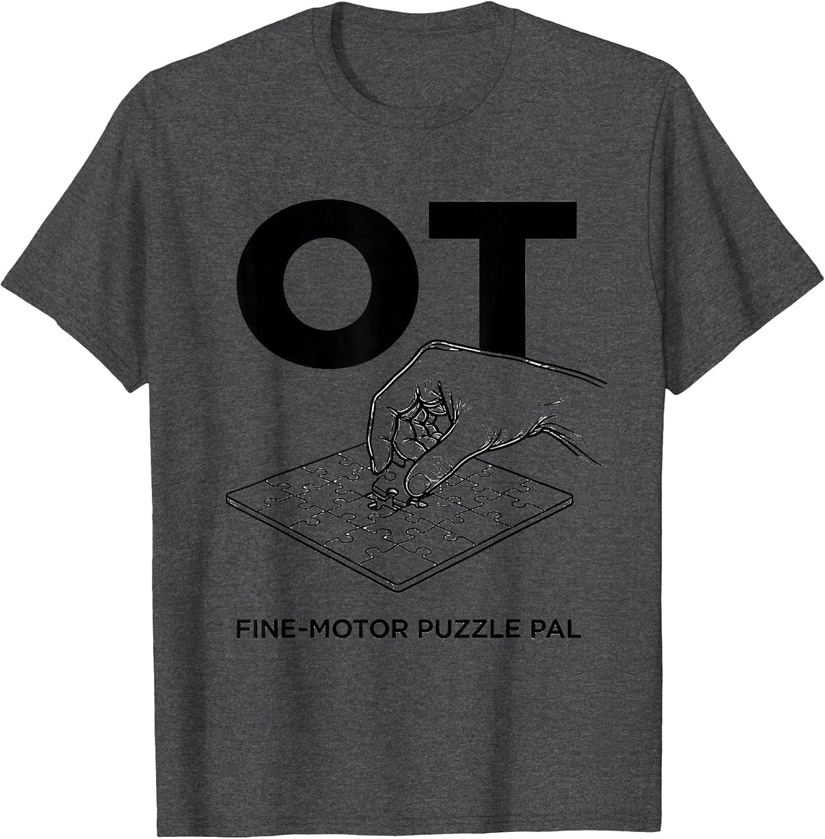 Men's OT Fine-Motor Puzzle Pal Occupational Therapy OT Assistant T-Shirt - Dark Heather Grey