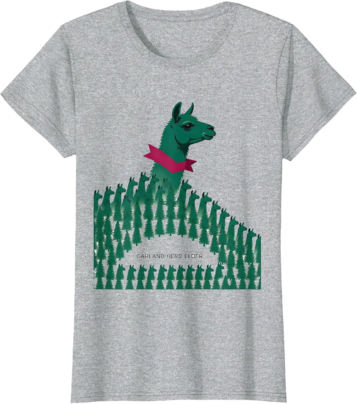 Garland Herd Elder Funny Llama Christmas Alpaca Lover Gift T-Shirt - Heather Grey