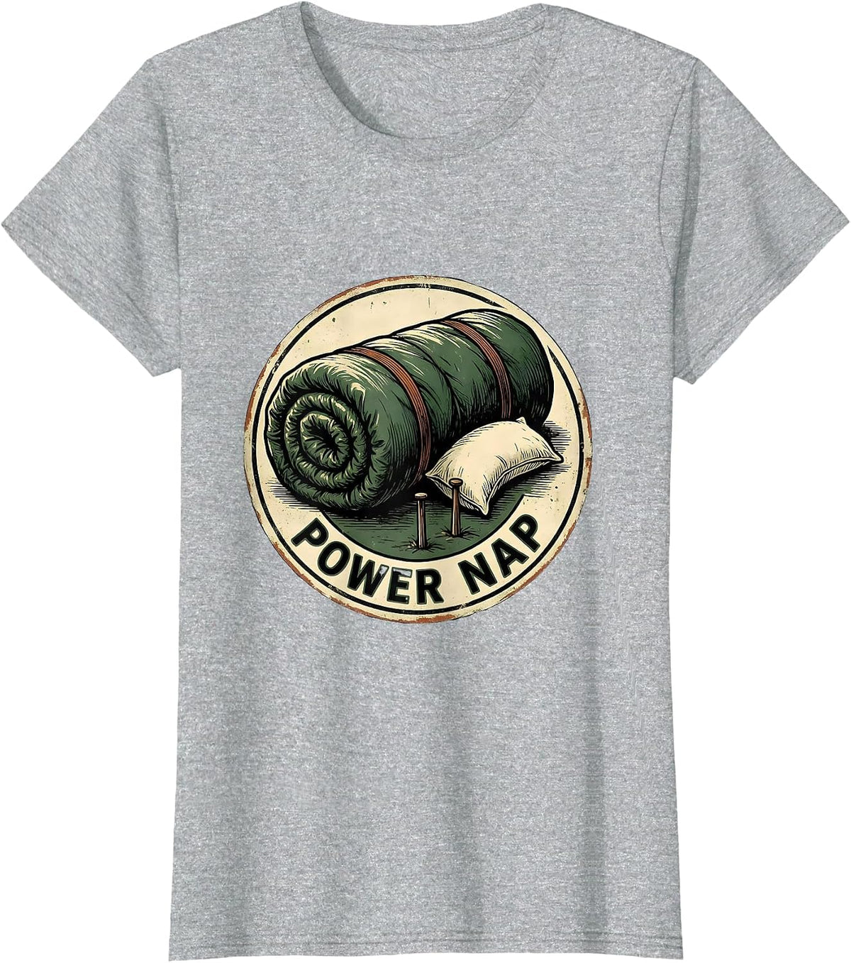 Power Nap Vintage Camping Humor Camp Counselor Hiker T-Shirt - Heather Grey