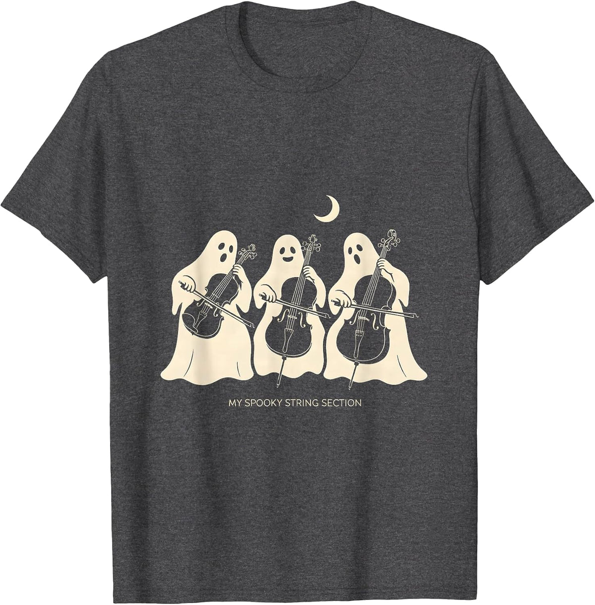 My Spooky String Section Funny Music Teacher Ghost Band T-Shirt - Dark Heather Grey