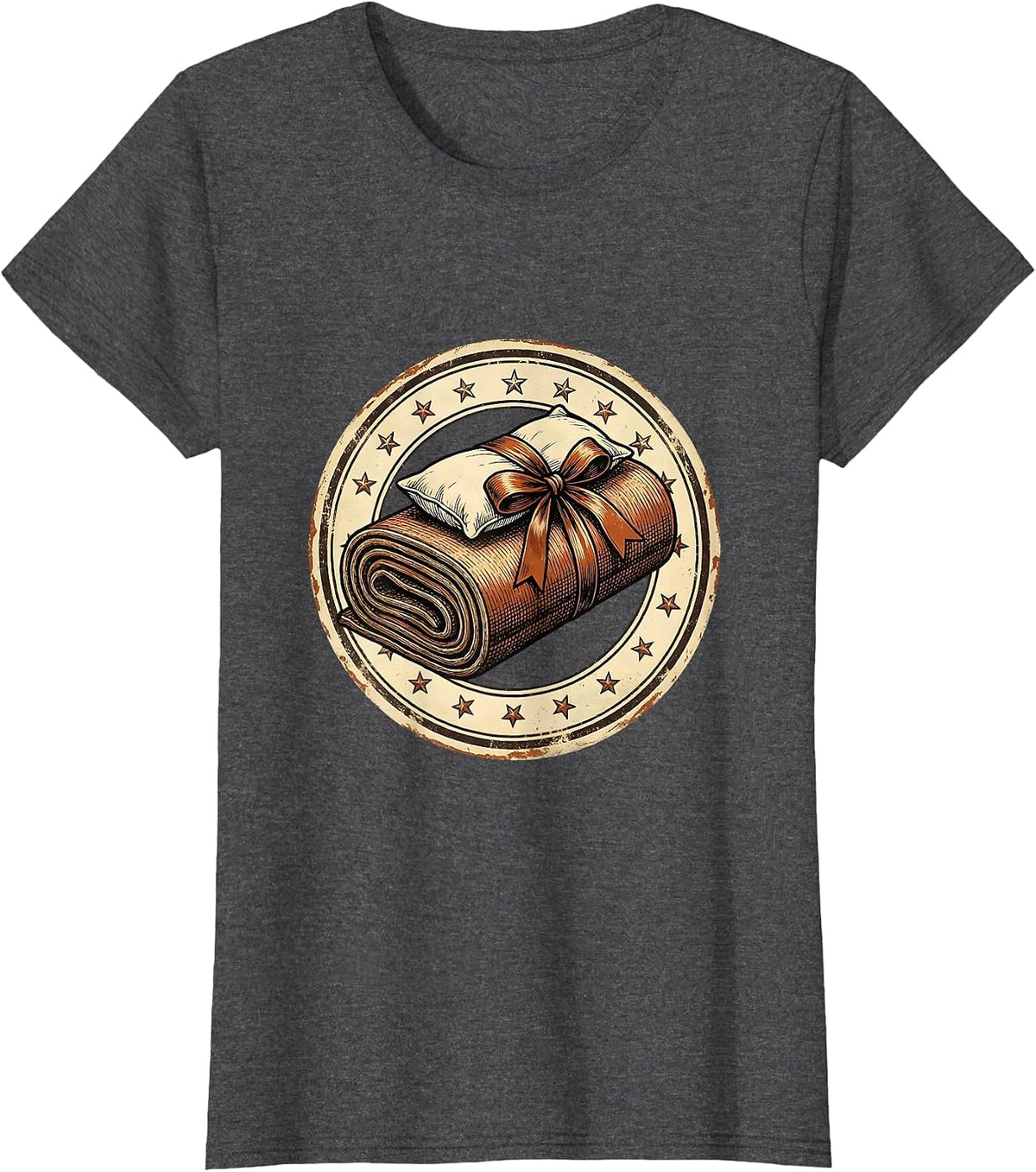 Women's Preschool Teacher Nap Mat Rolled Up Graphic T-Shirt - Dark Heather Grey