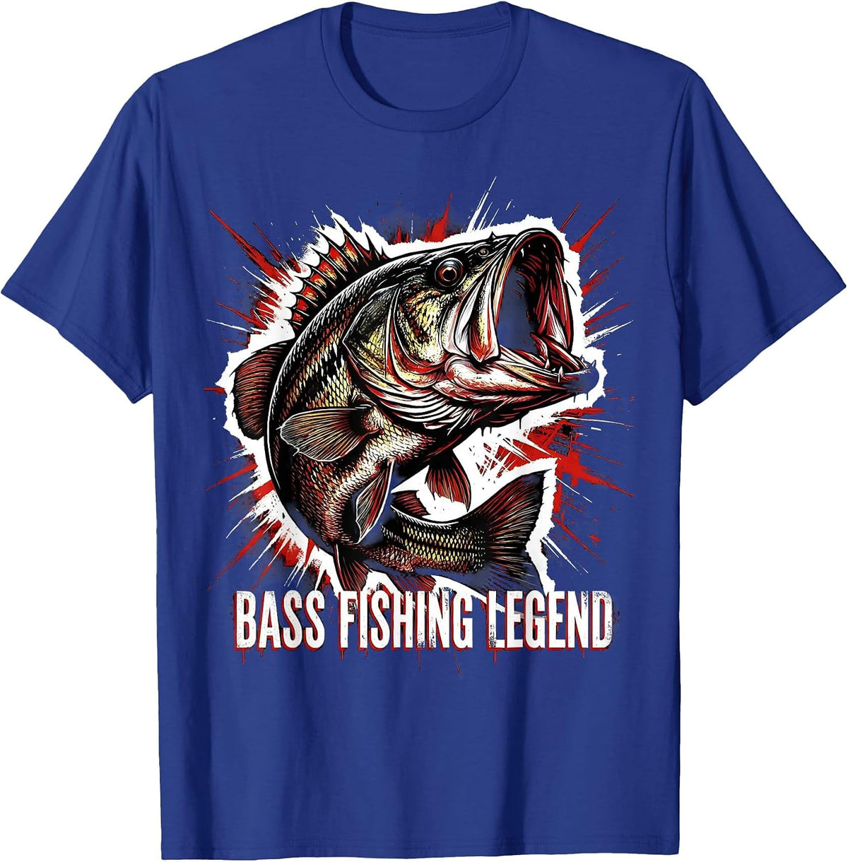 Bass Fishing Legend Mens Angler Design T-Shirt - Royal Blue