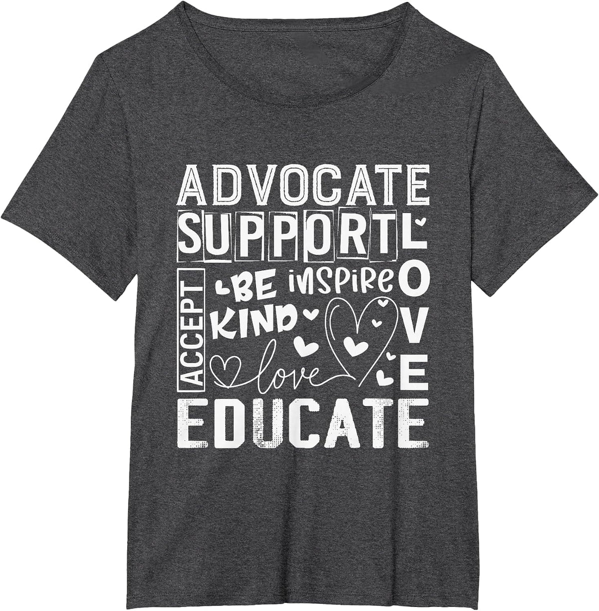 Advocate Support Accept Educate Special Education Teacher T-Shirt - Dark Heather Grey