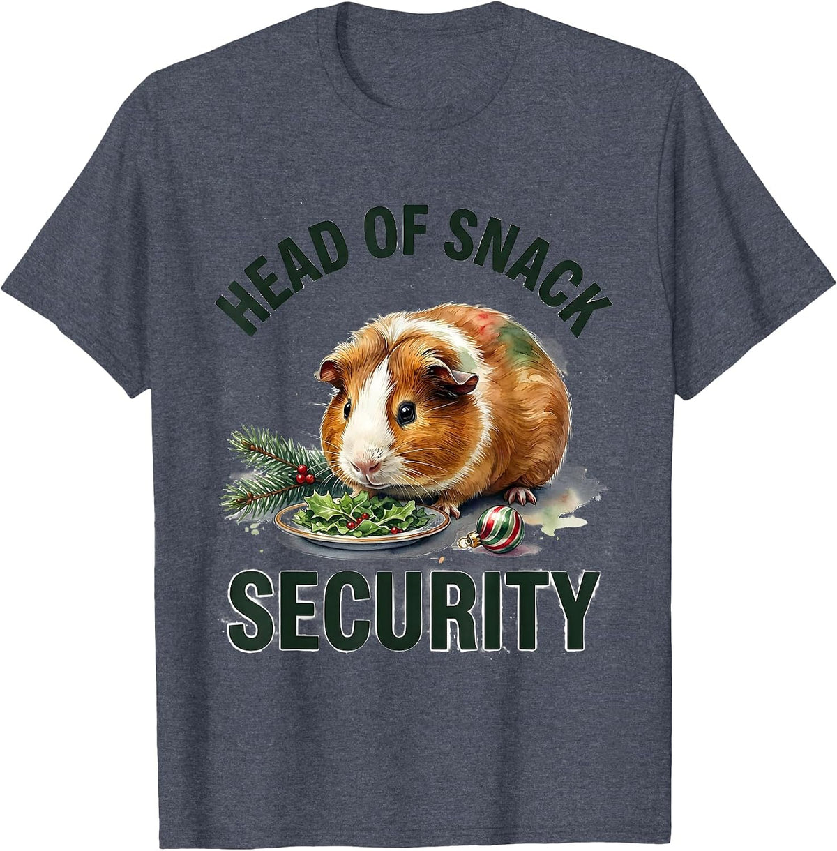 Head of Snack Security Funny Guinea Pig Christmas Pet Lover T-Shirt - Heather Blue
