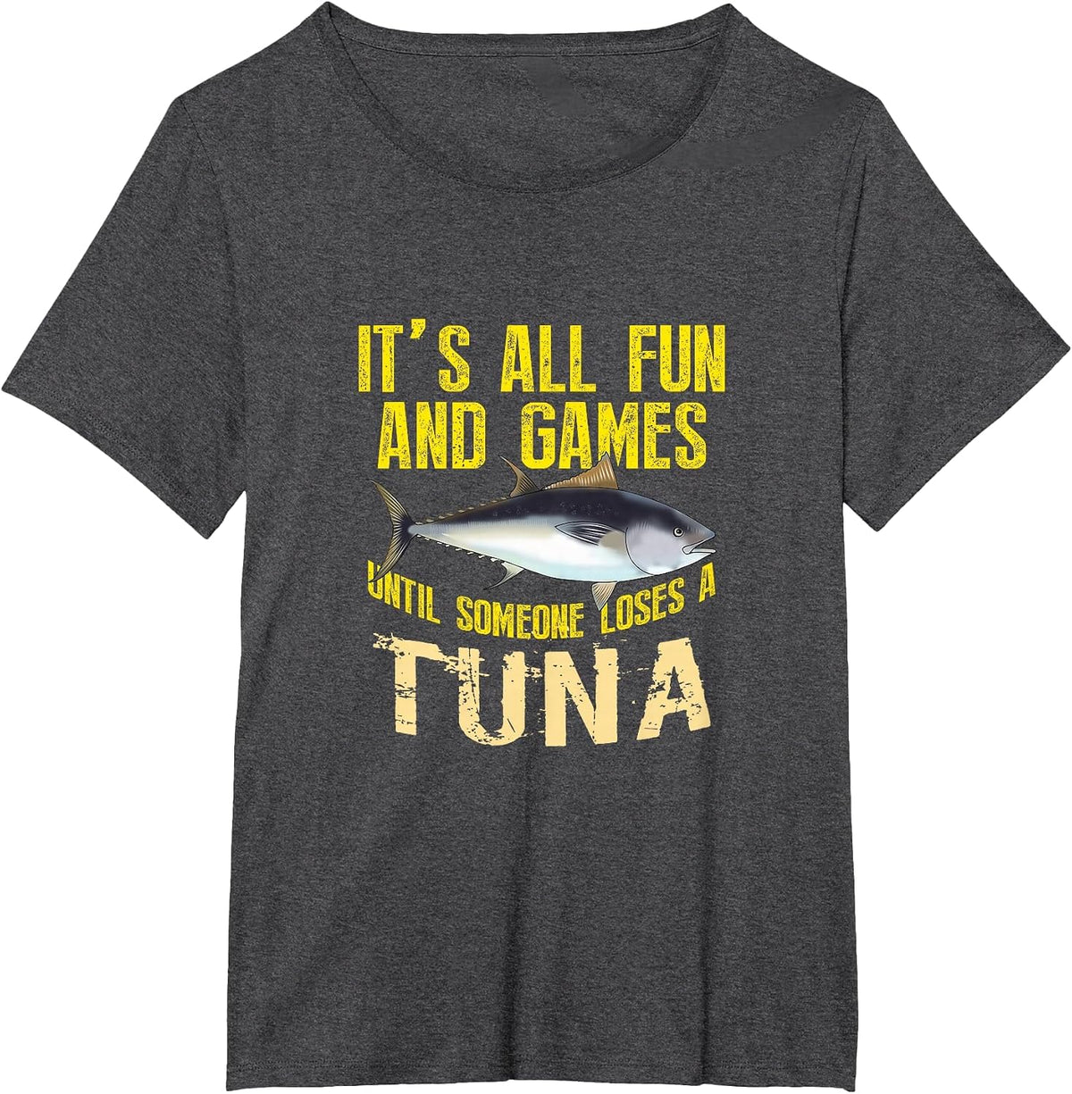 Funny Tuna Fishing Graphic Saltwater Fish Men Women Kid T-Shirt - Dark Heather Grey