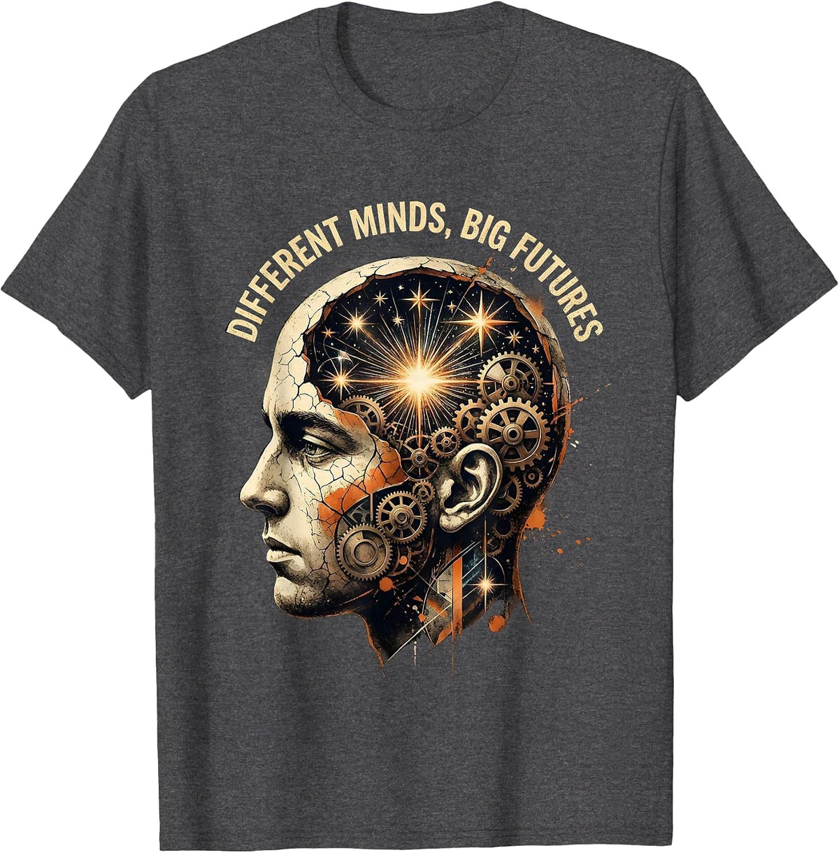 Different Minds Big Futures Special Education Design T-Shirt - Dark Heather Grey