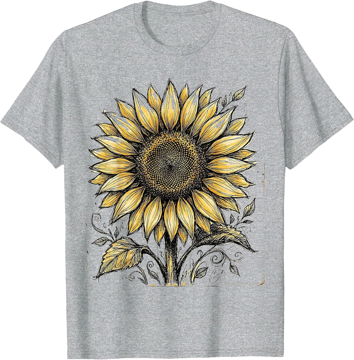 Men's Down Syndrome Awareness Blooming Sunflower Design T-Shirt - Heather Grey