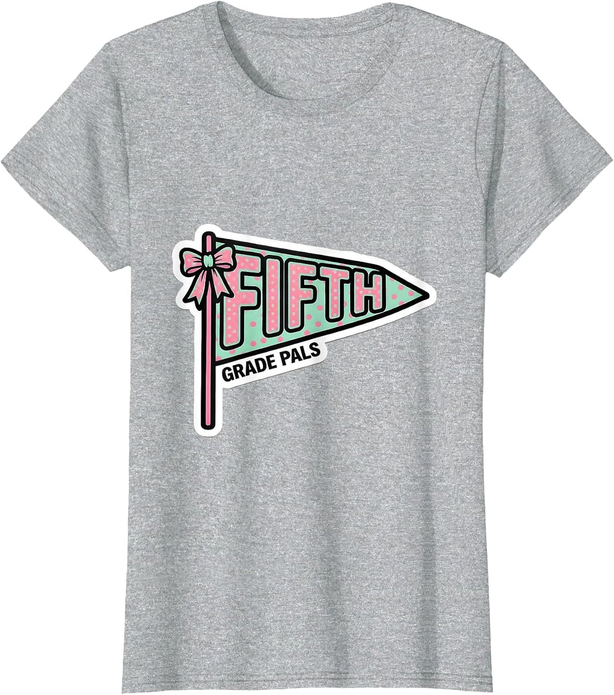 Fifth Grade Pals Cute Coquette Bow Back To School Girl T-Shirt - Heather Grey