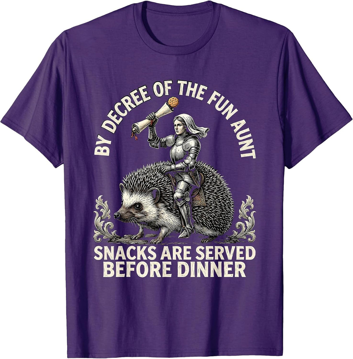 Men's By Decree Of The Fun Aunt, Snacks Are Served Before Dinner T-Shirt - Purple