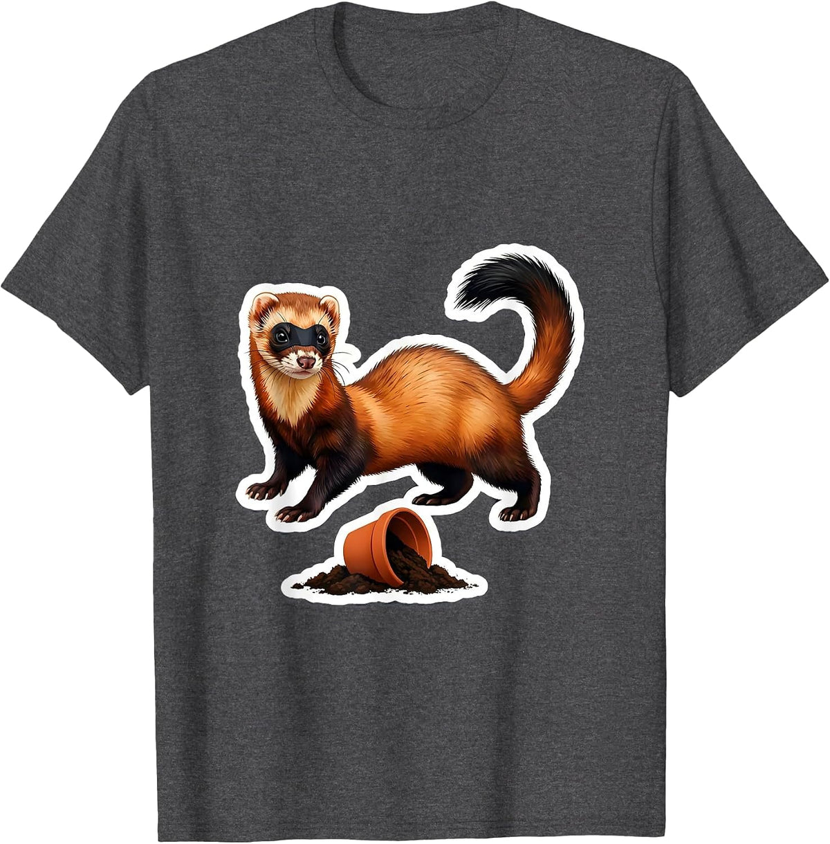 Ferret War Dance Funny Ferret Lover Gift T-Shirt - Dark Heather Grey