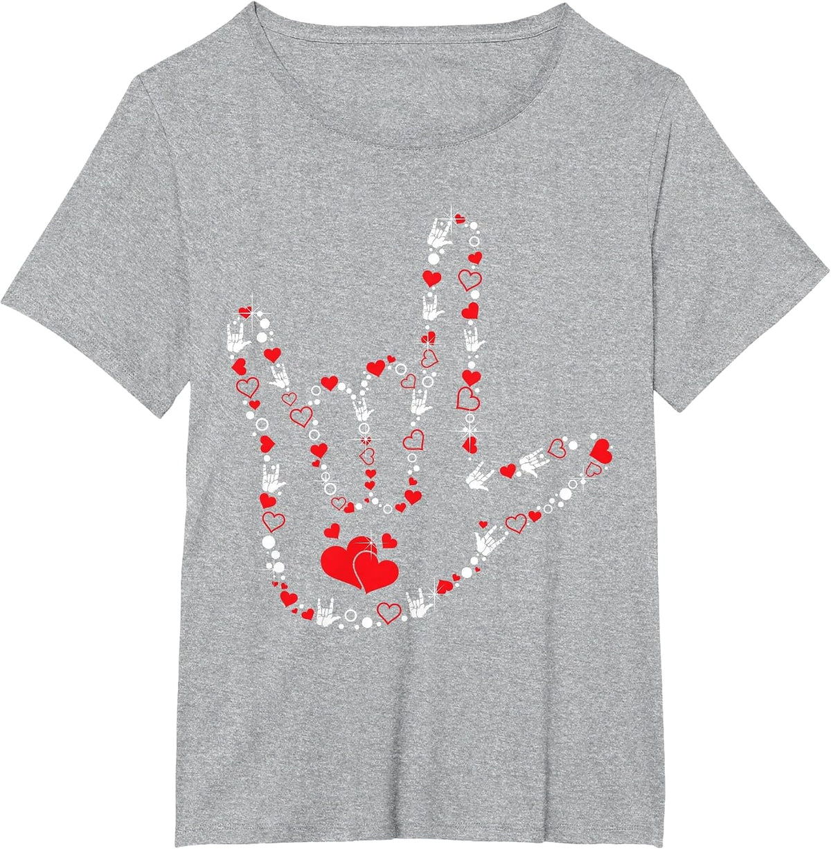 Love Sign Language Heart ASL Deaf Valentine's Day T-Shirt - Heather Grey