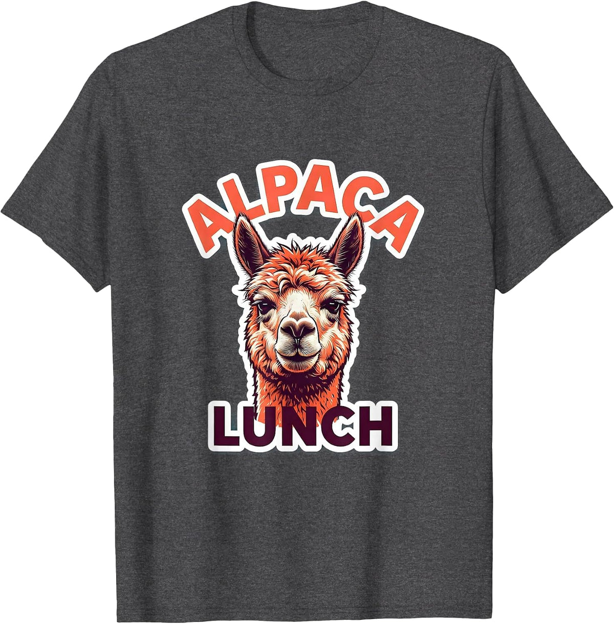 Alpaca Lunch Funny Alpaca Squad Humor Sticker Style T-Shirt - Dark Heather Grey