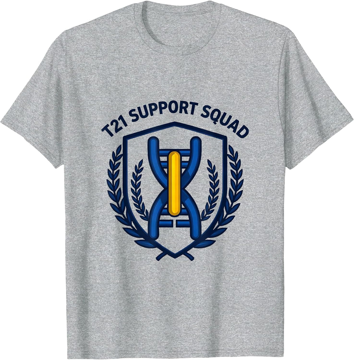 Men's T21 SUPPORT SQUAD Down Syndrome Awareness Extra Chromosome T-Shirt - Heather Grey