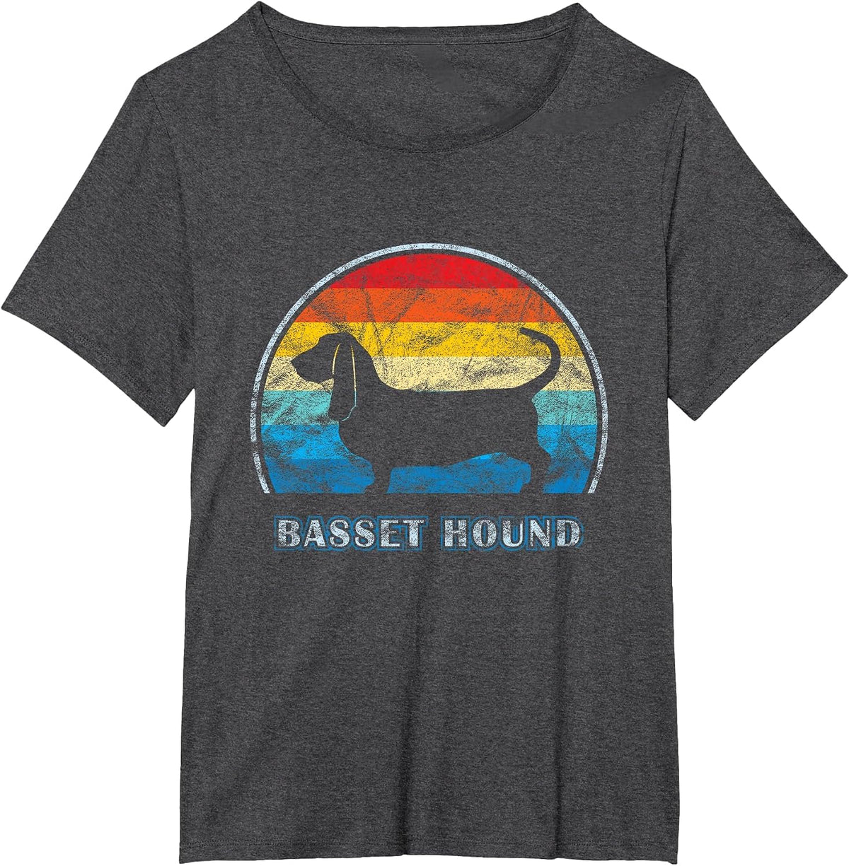 Basset Hound Vintage Design Dog T-Shirt - Dark Heather Grey