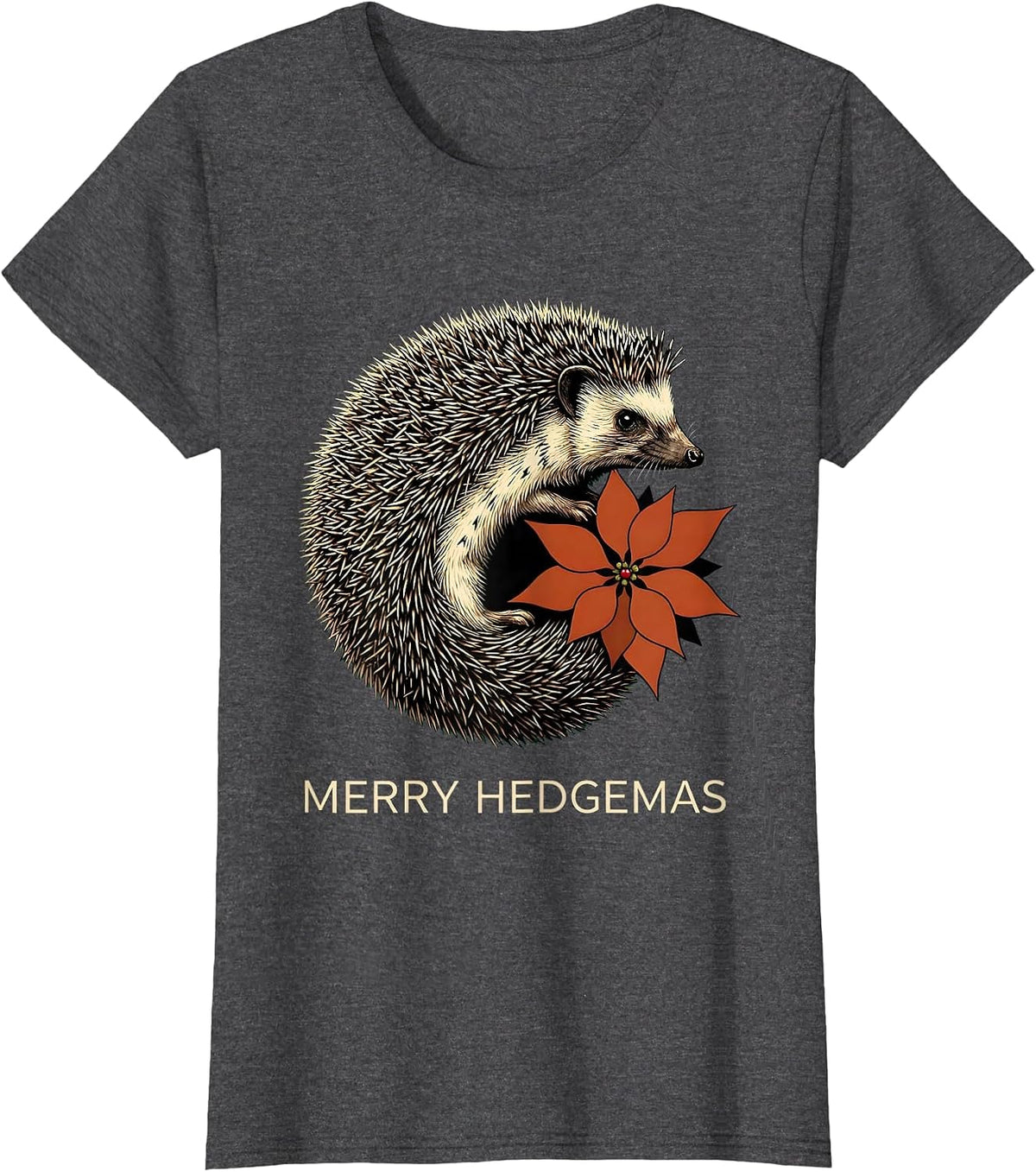 Women's Merry Hedgemas Cute Hedgehog Christmas Humor Gift for Kids T-Shirt - Dark Heather Grey