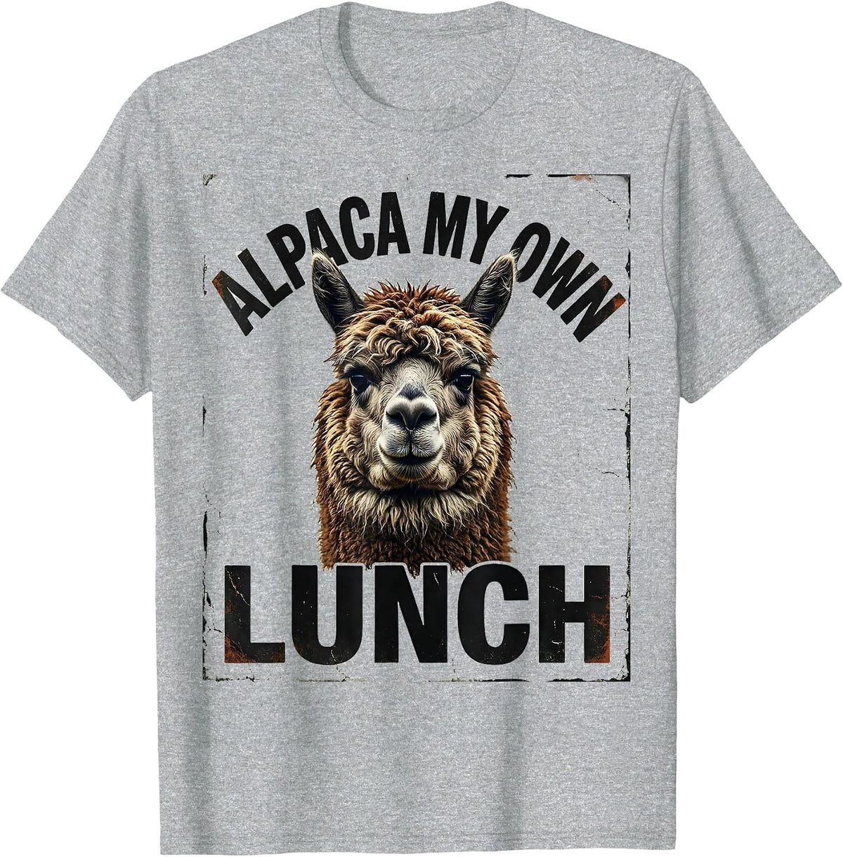 Men's Alpaca My Own Lunch Distressed Funny Alpaca Lover Gift T-Shirt - Heather Grey