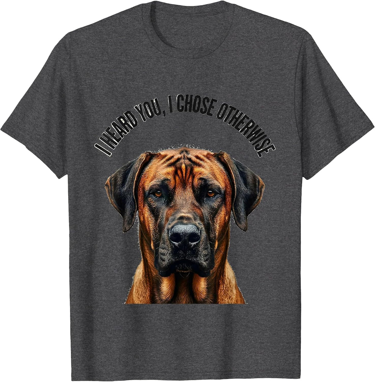 I Heard You, I Chose Otherwise Funny Rhodesian Ridgeback Dog T-Shirt - Dark Heather Grey