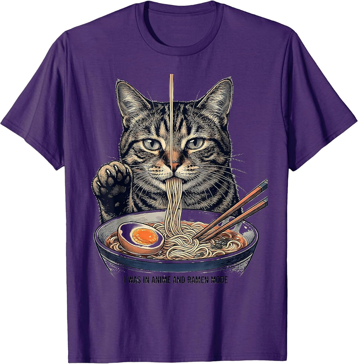 Men's I Was In Anime And Ramen Mode Funny Kawaii Cat Anime Gift T-Shirt - Purple