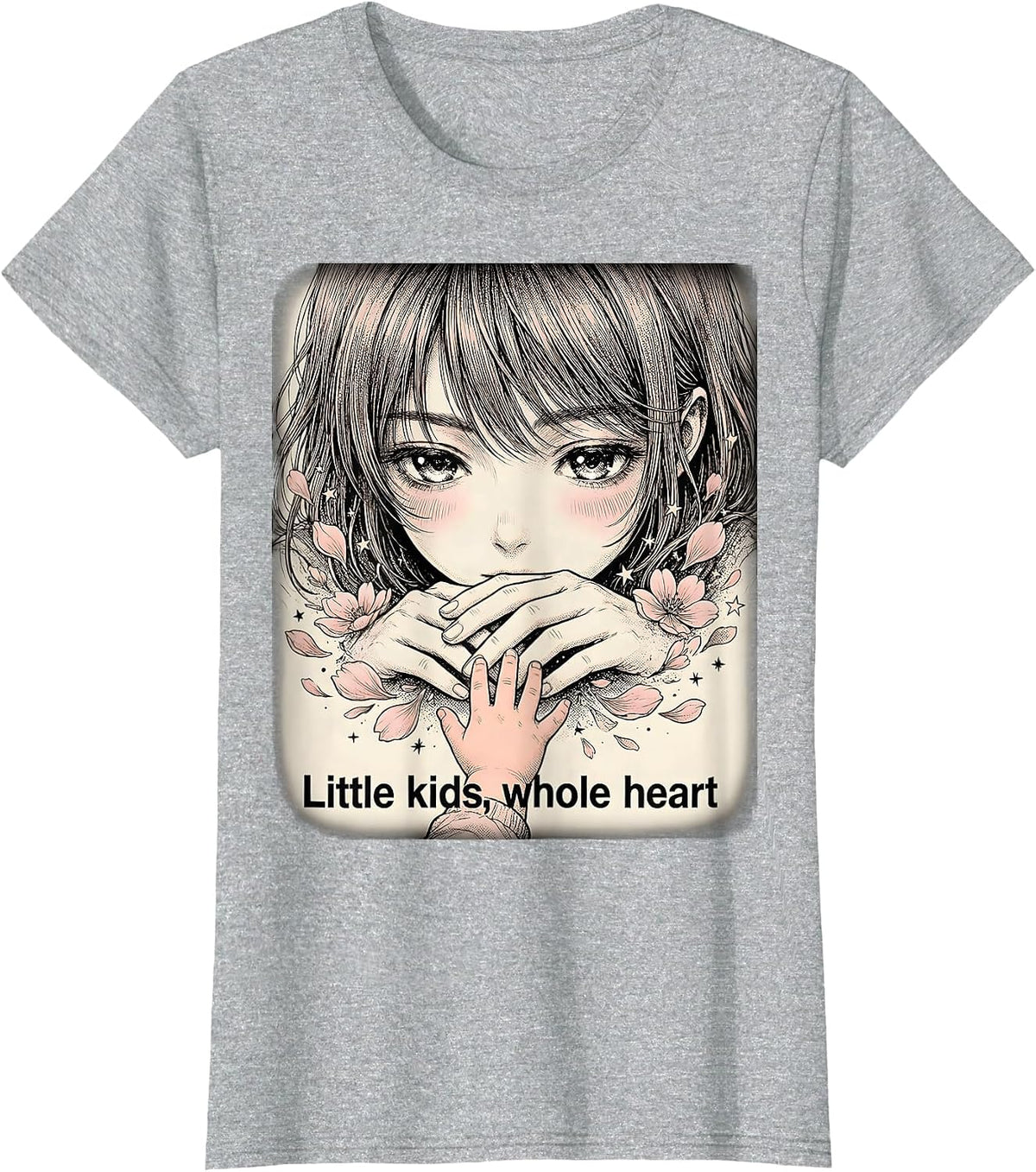 Little Kids Whole Heart Preschool Teacher Design T-Shirt - Heather Grey