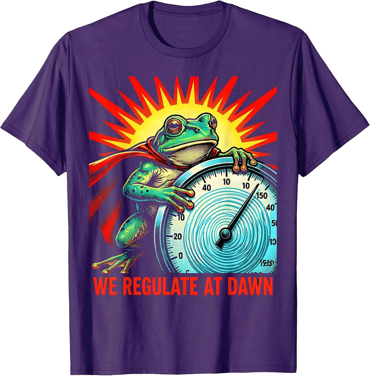 We Regulate At Dawn Pop Art Frog Teacher Funny Humor T-Shirt - Purple
