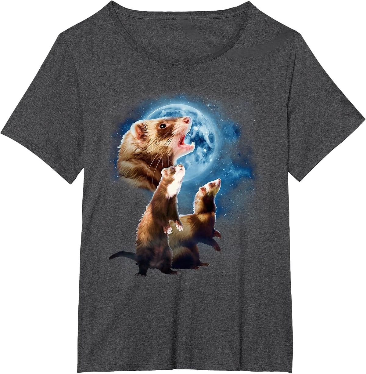 Howling at the Moon Shirt - Ferret Shirts - Funny Ferret T-Shirt - Dark Heather Grey