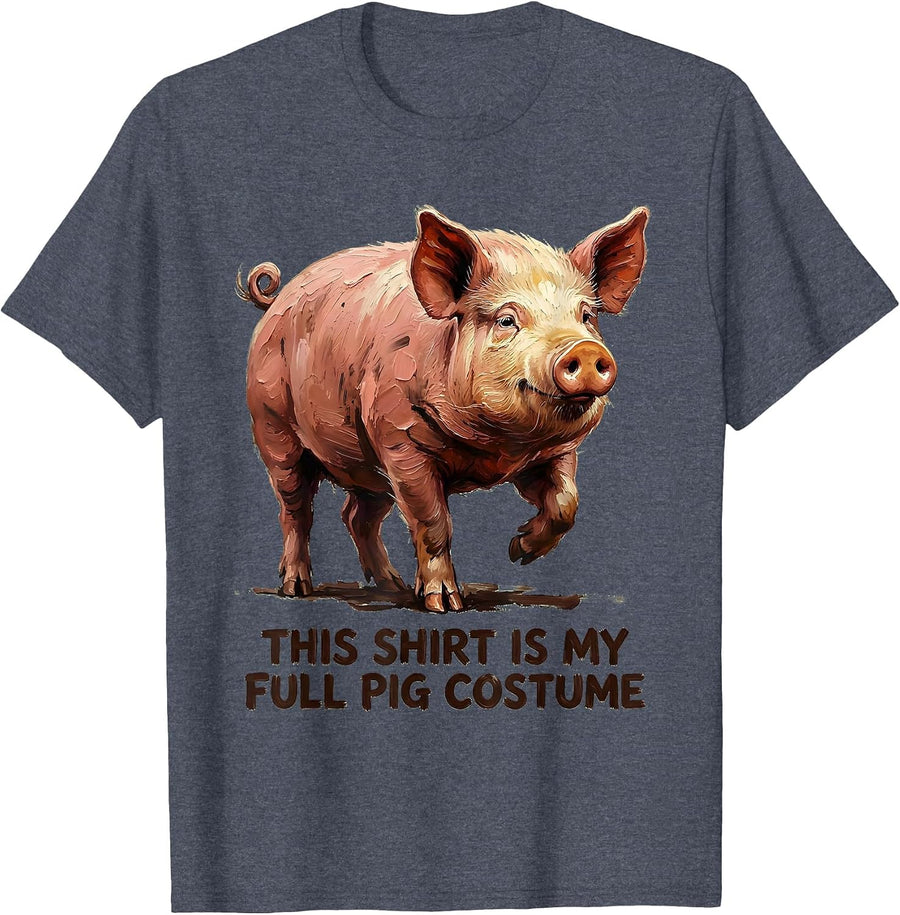 This Shirt Is My Full Pig Costume Funny Pig Lover Halloween T-Shirt - Heather Blue