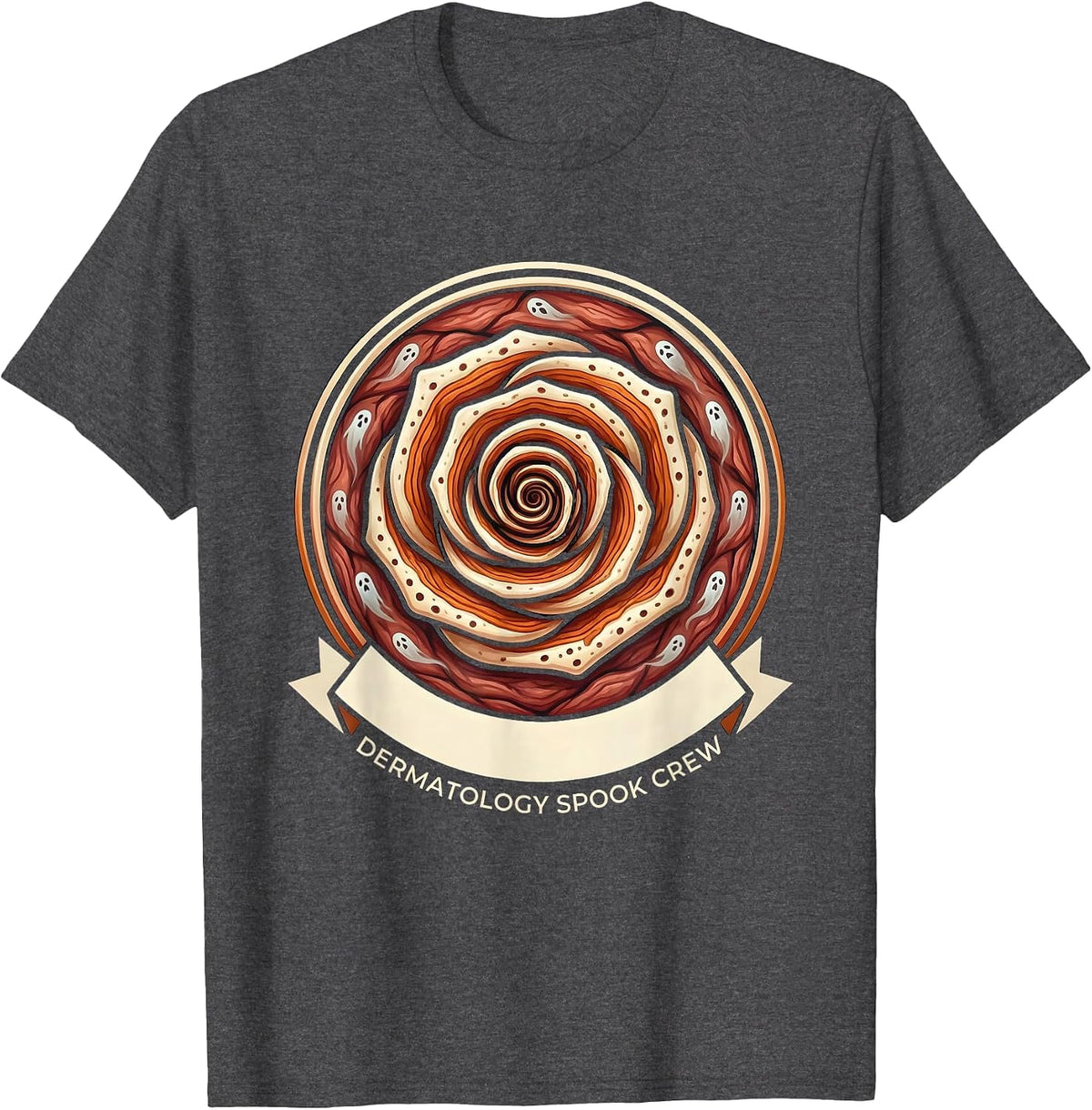 Men's Dermatology Spook Crew Funny Medical Crew Halloween T-Shirt - Dark Heather Grey