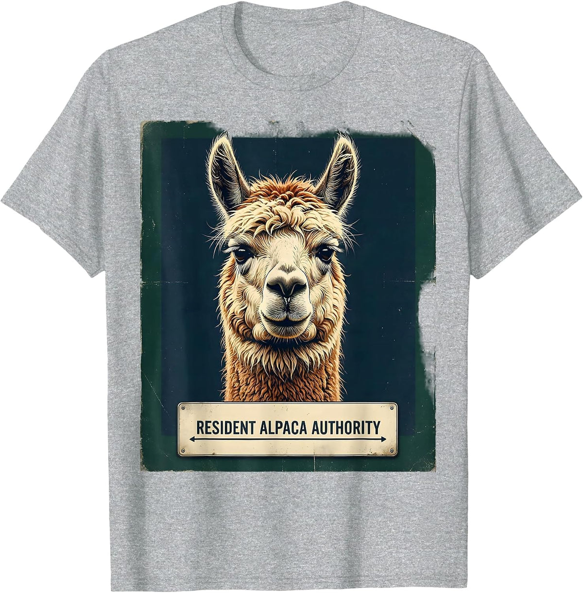 Men's Resident Alpaca Authority Vintage Funny Alpaca Lover Gift T-Shirt - Heather Grey