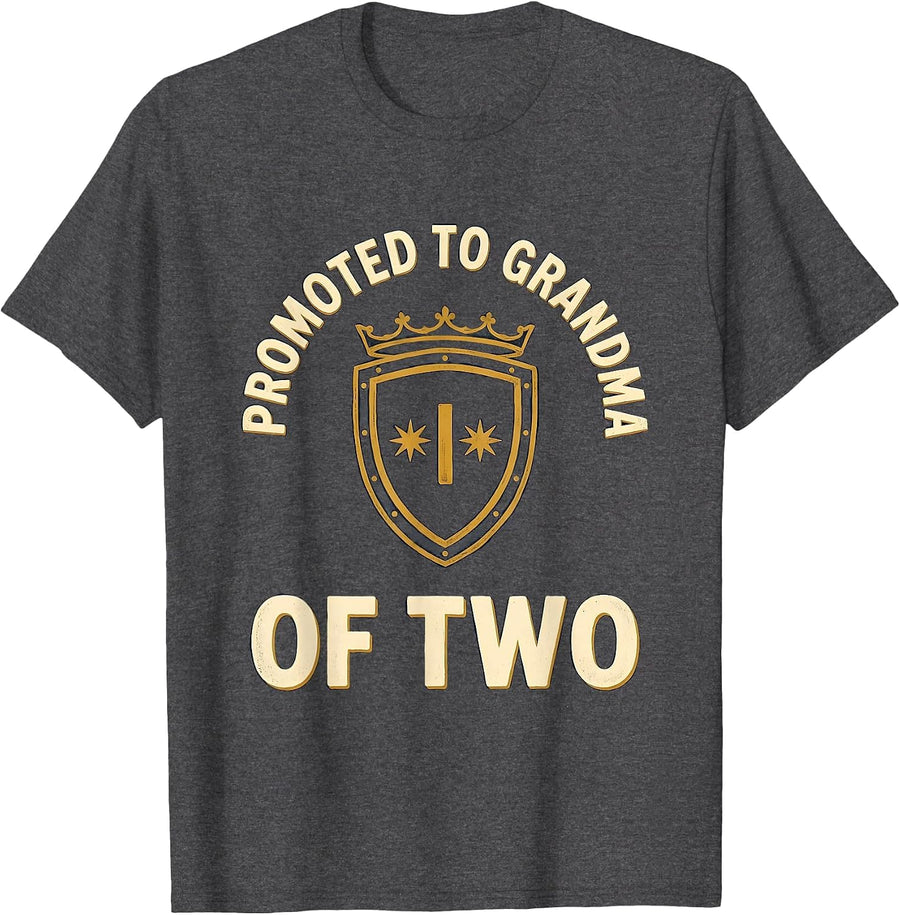 Men's Promoted To Grandma Of Two Whimsical Pregnancy Announcement T-Shirt - Dark Heather Grey
