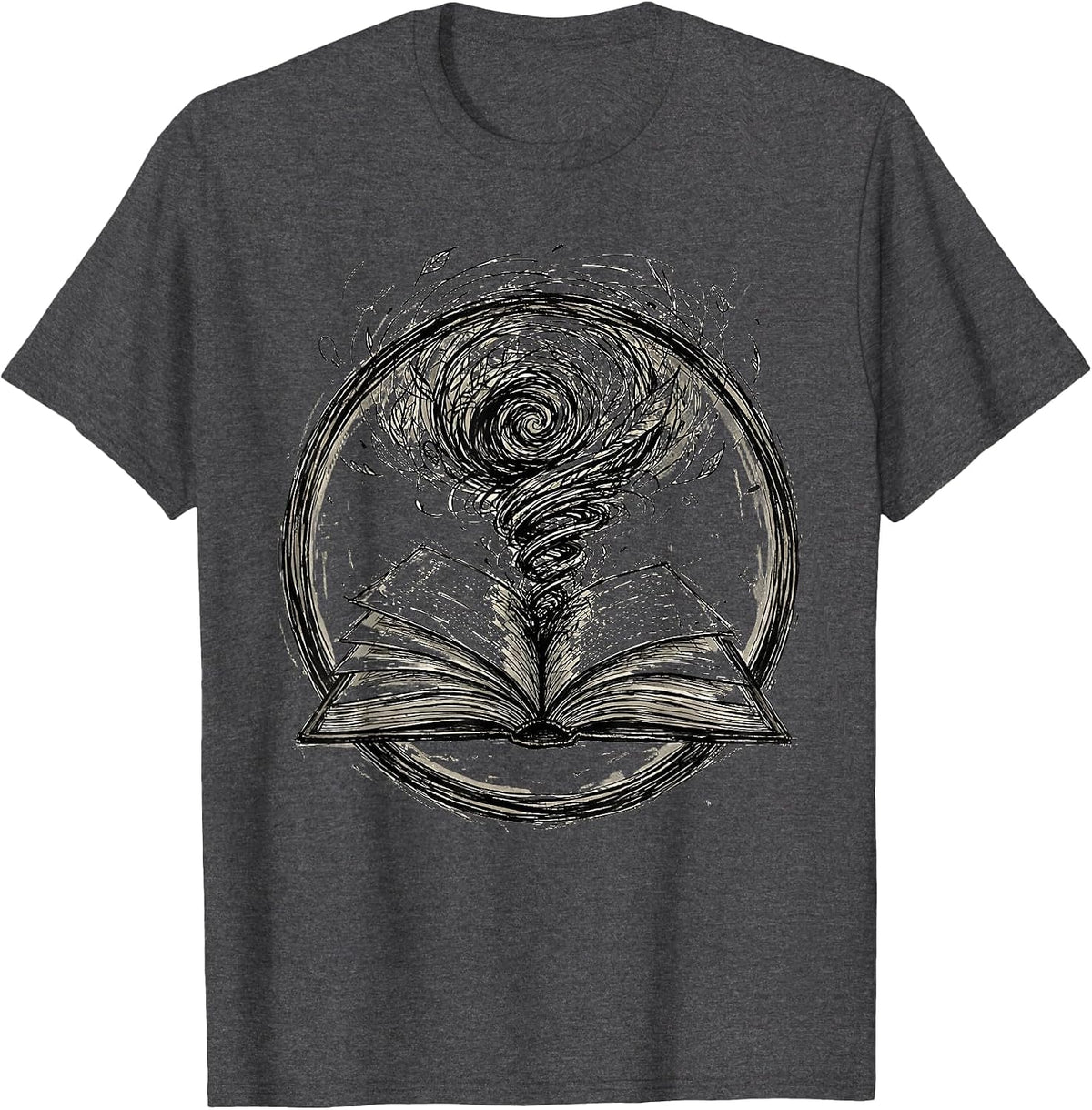 Men's Dyslexia Awareness Open Book Floating Letters T-Shirt - Dark Heather Grey