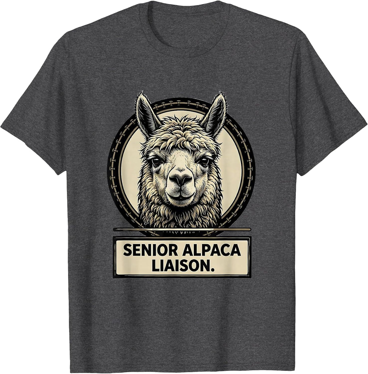 Senior Alpaca Liaison Funny Alpaca Lover Gift T-Shirt - Dark Heather Grey