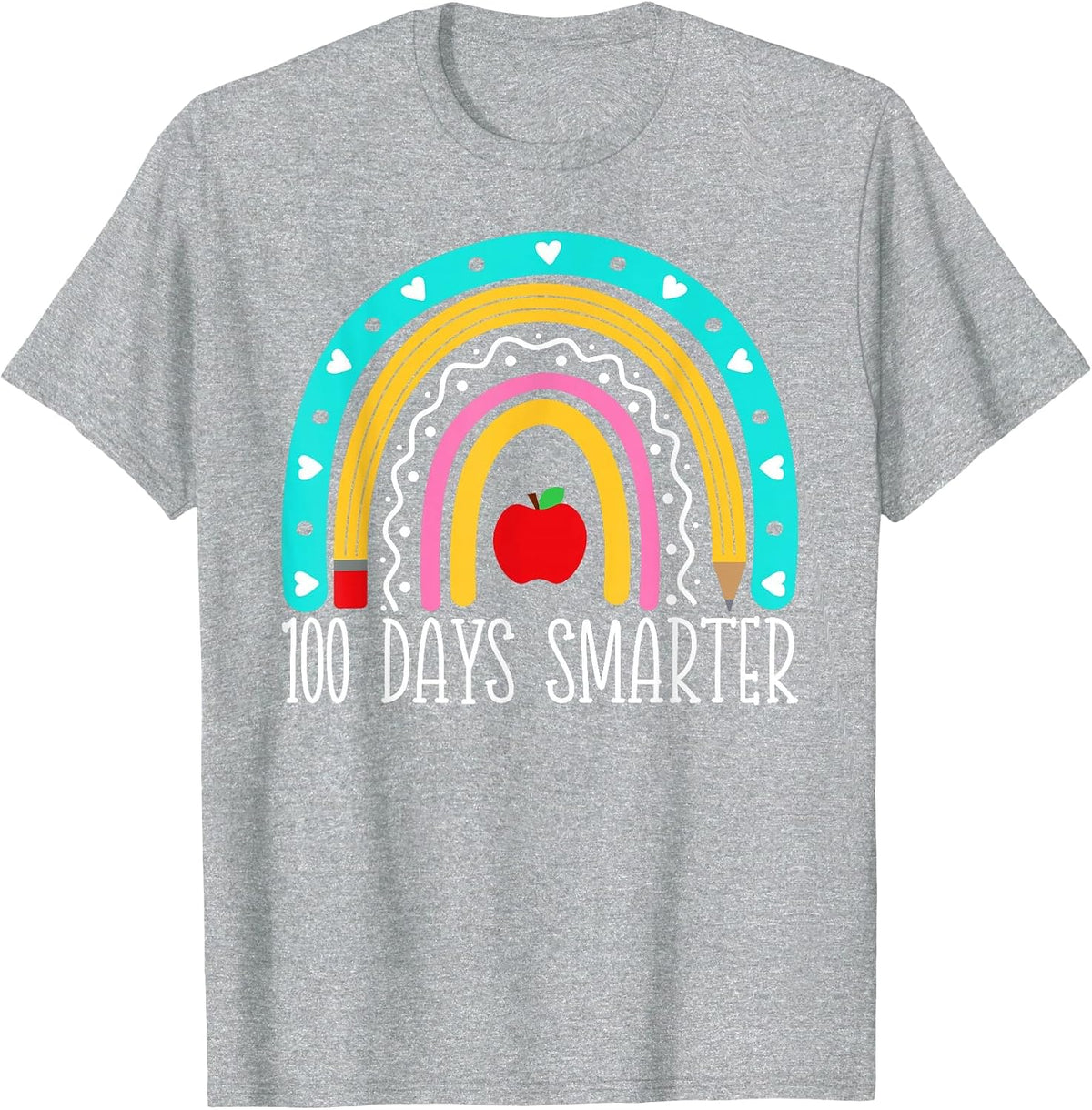 100 Days Smarter Kids Rainbow 100th Day of School Teacher T-Shirt - Heather Grey