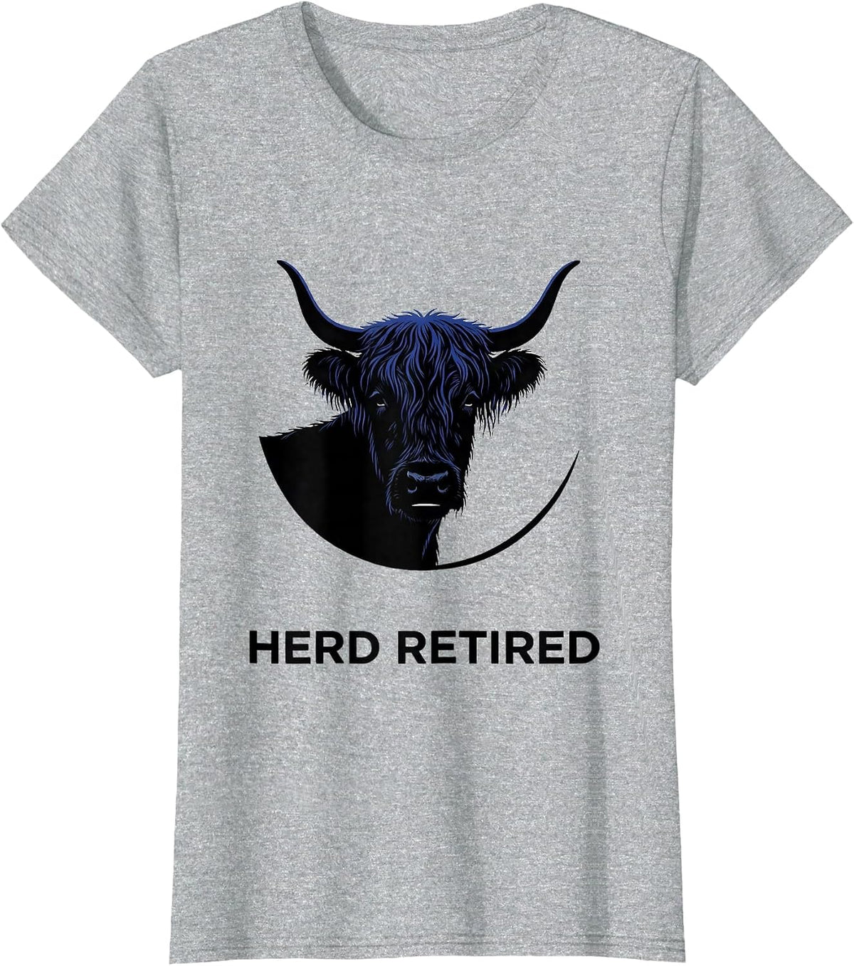 Herd Retired Funny Highland Cow Cozy Sleepshirt Humor T-Shirt - Heather Grey