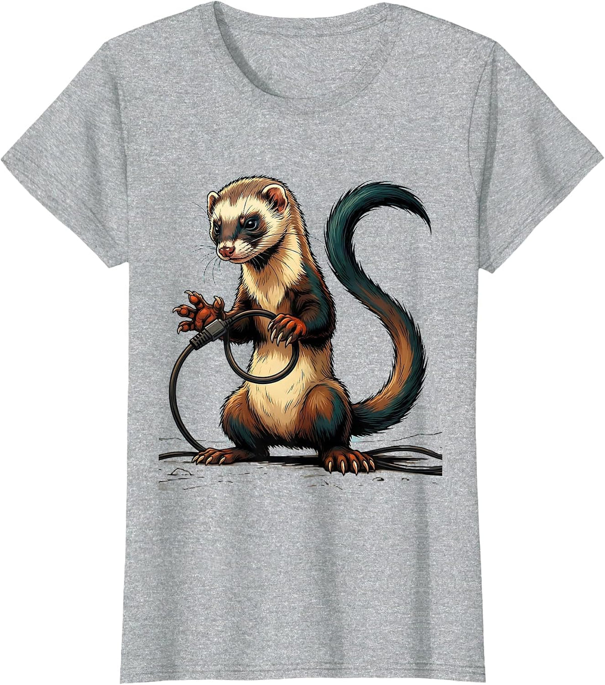 Masked Ferret Monster Humor Ferret Lover Gift T-Shirt - Heather Grey