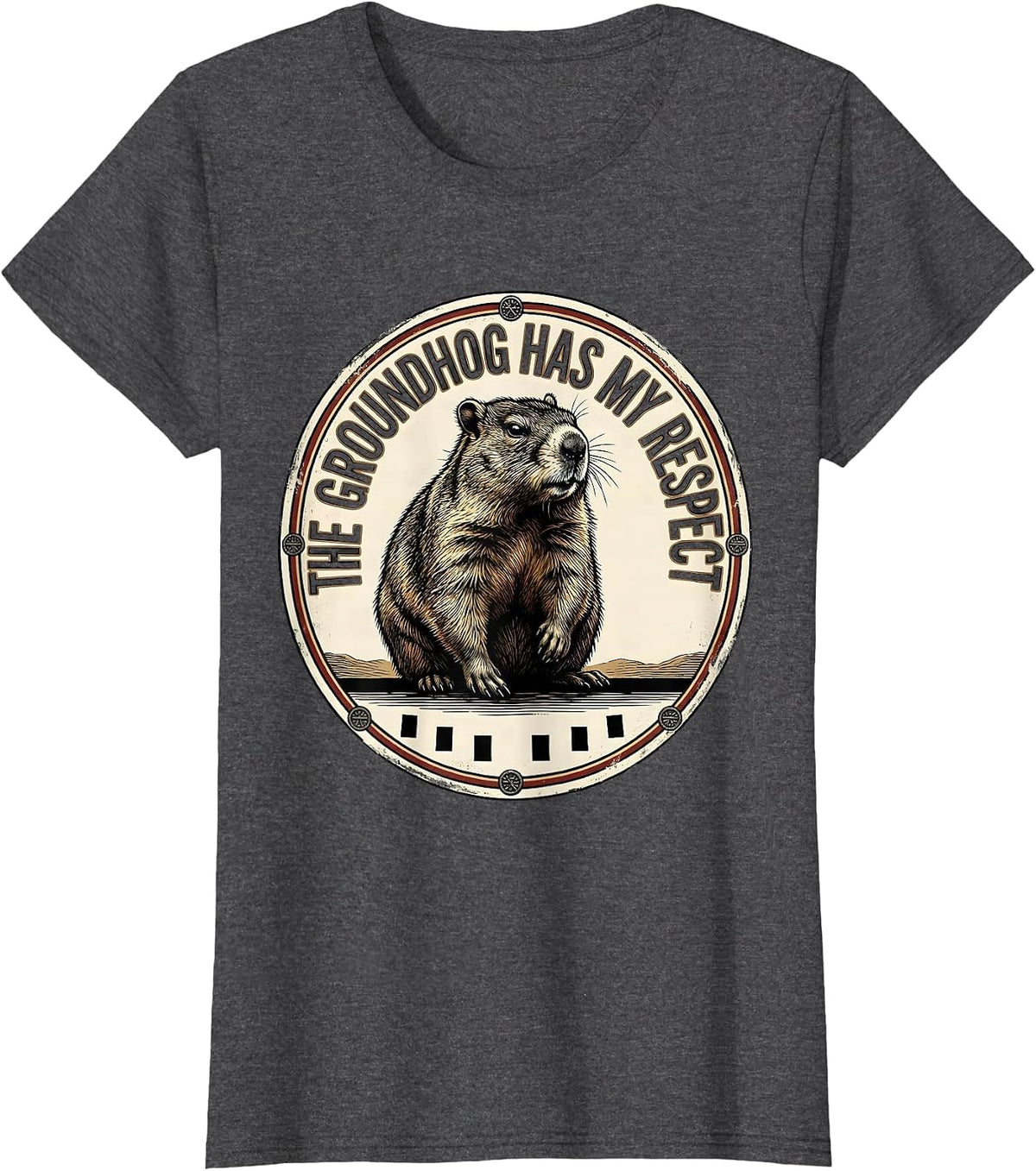 Women's The Groundhog Has My Respect Vintage Funny Groundhog Day T-Shirt - Dark Heather Grey