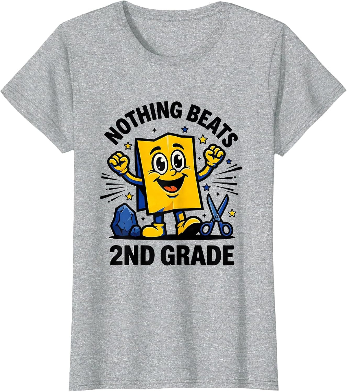 Nothing Beats 2nd Grade Back to School Rock Paper Scissors T-Shirt - Heather Grey