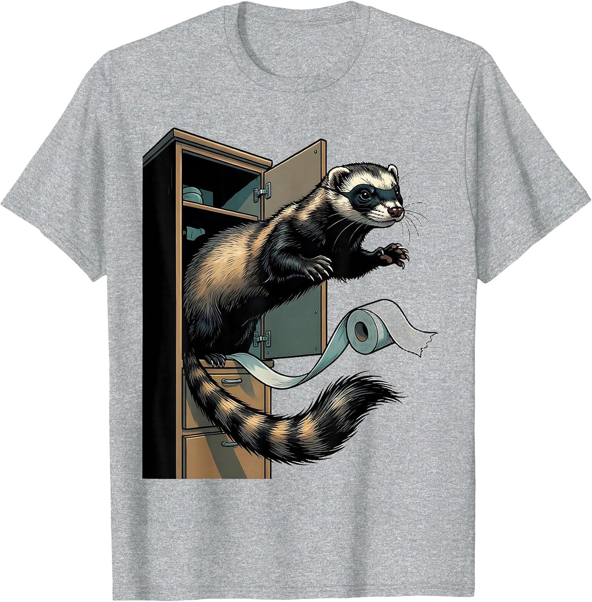 Men's Masked Ferret Bathroom Humor Ferret Lover Gift T-Shirt - Heather Grey