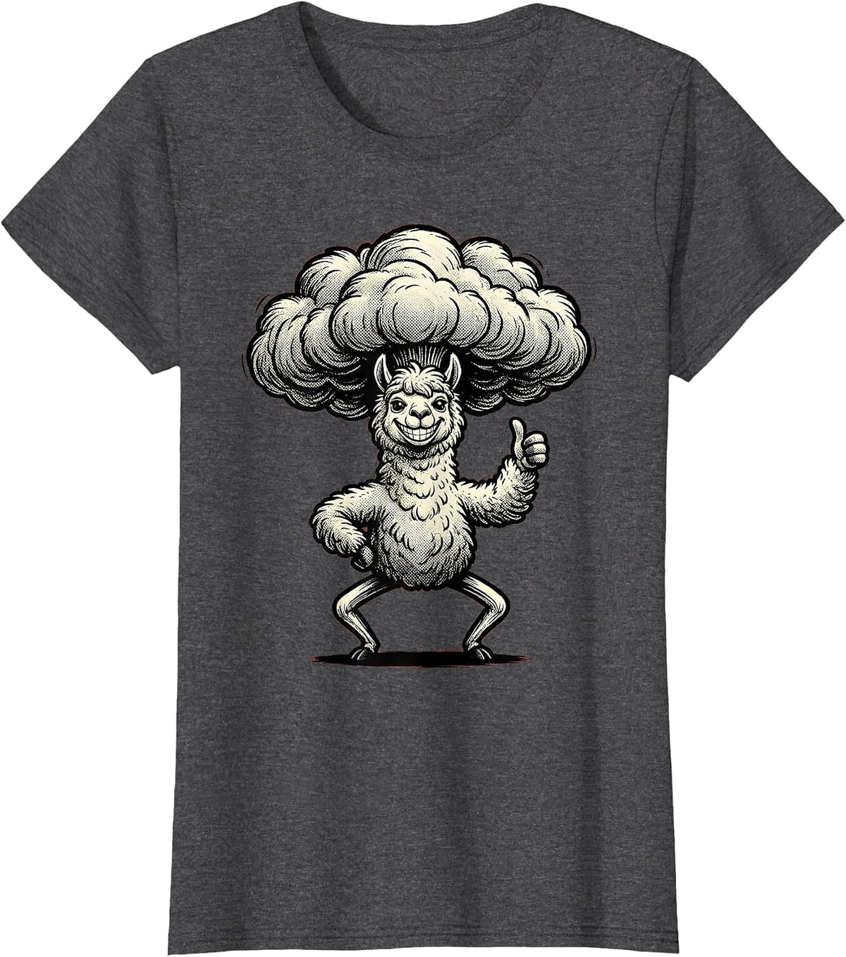 Women's Funny Fluffy Alpaca Ridiculous Haircut Proud Pose T-Shirt - Dark Heather Grey