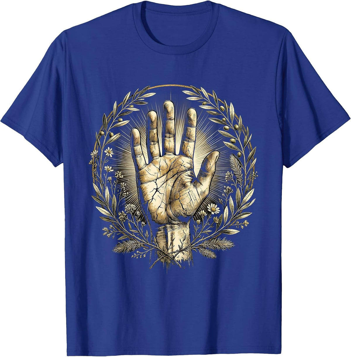 Nail-Pierced Hand of Jesus Christian Faith Design T-Shirt - Royal Blue