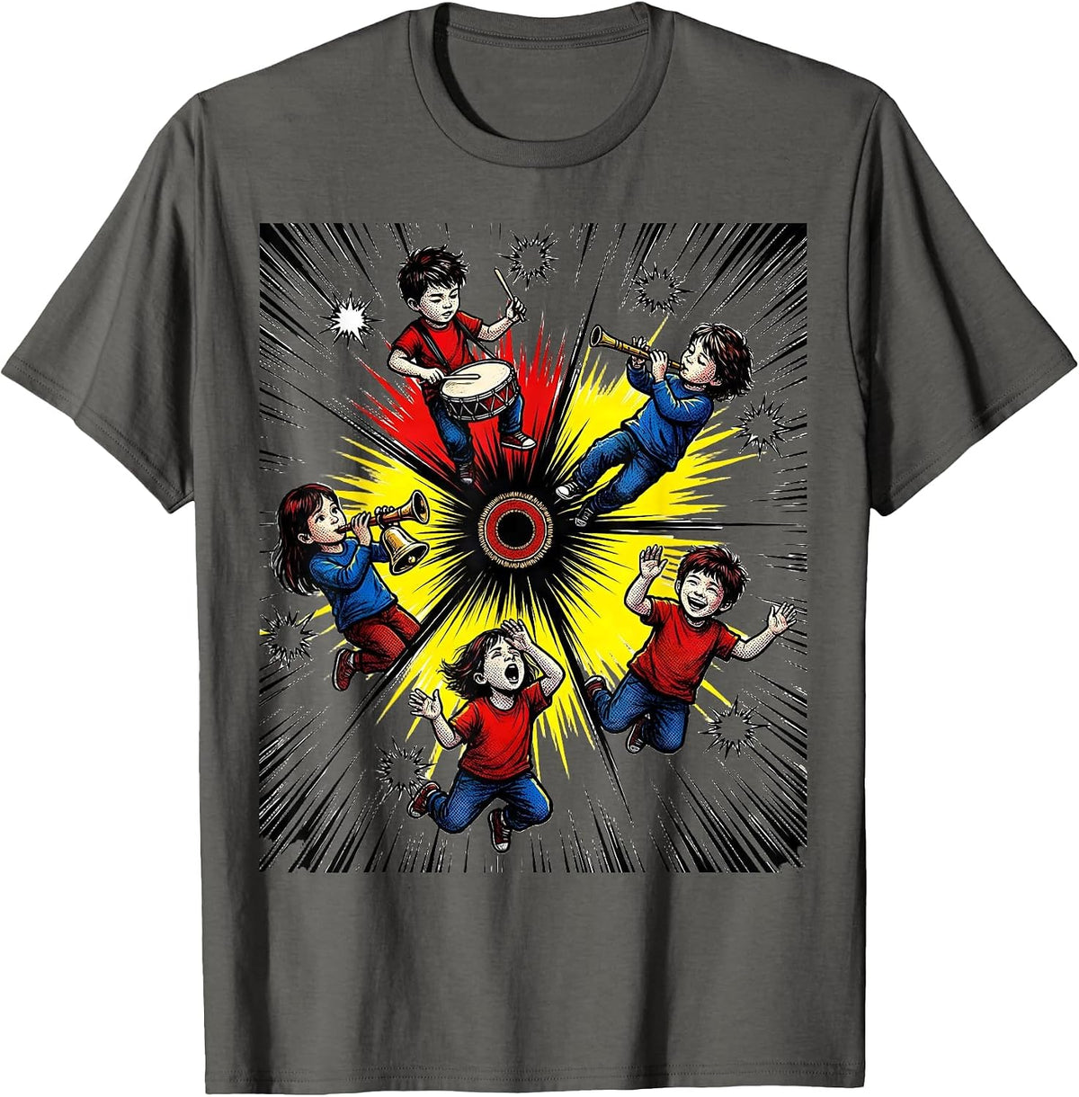 Comic Kids Music Classroom Teacher Back To School T-Shirt - Asphalt Grey