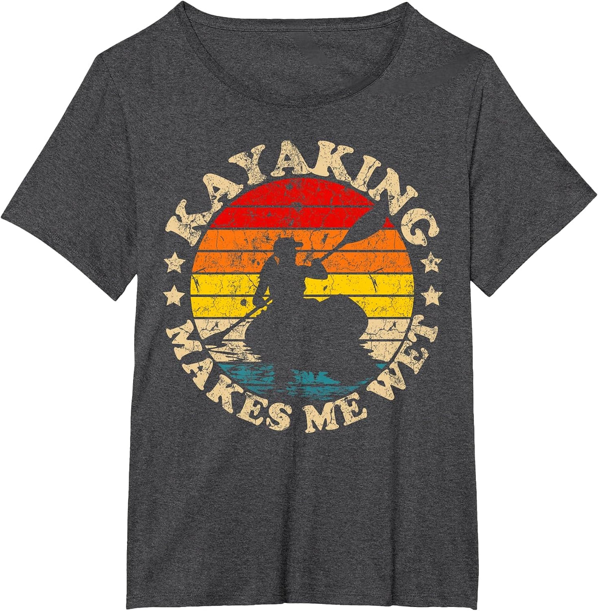 Retro Vintage Kayaking Makes Me Wet Kayak T-Shirt - Dark Heather Grey
