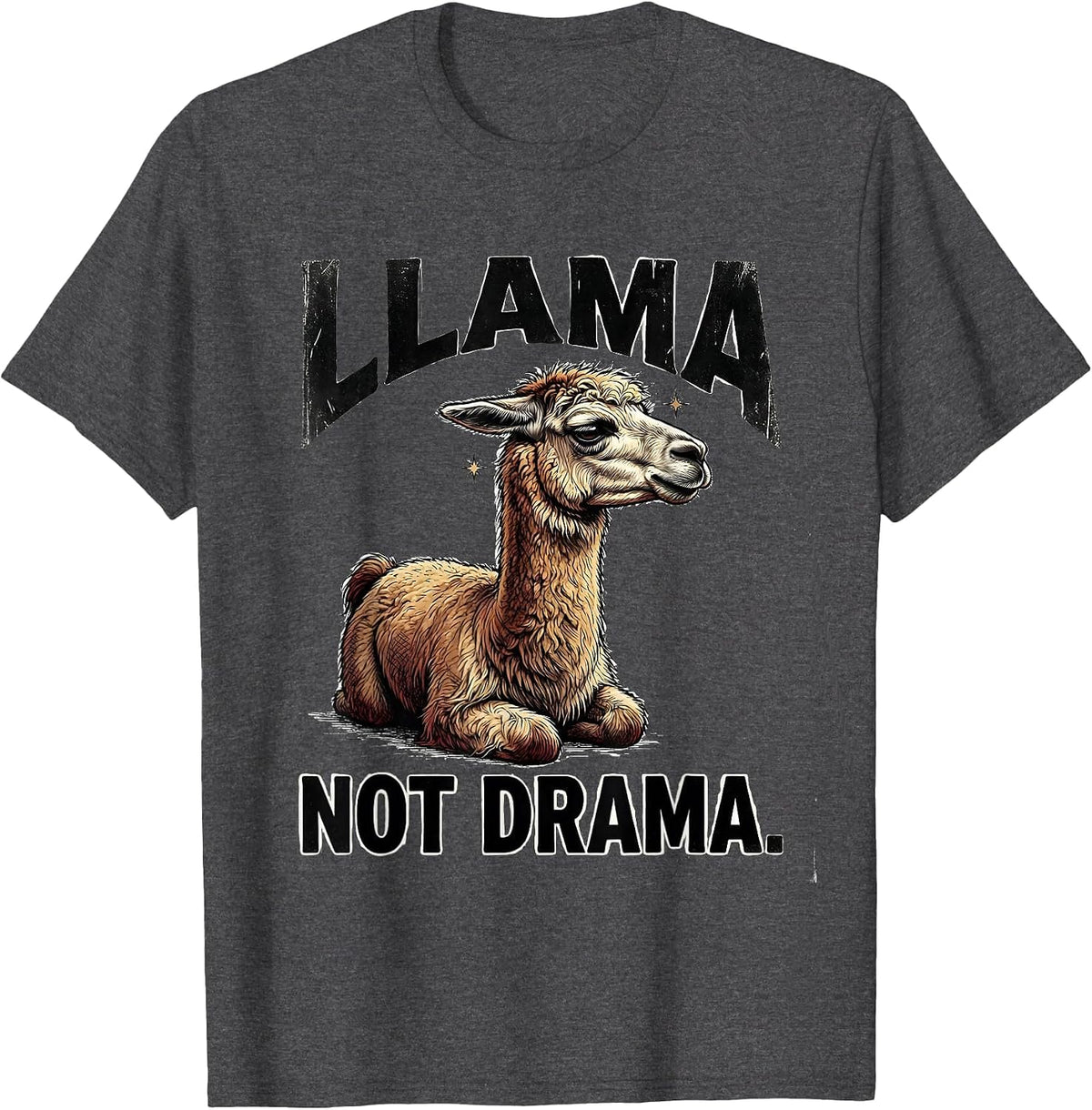 Llama Not Drama Funny Llama Alpaca Lover Gift T-Shirt - Dark Heather Grey