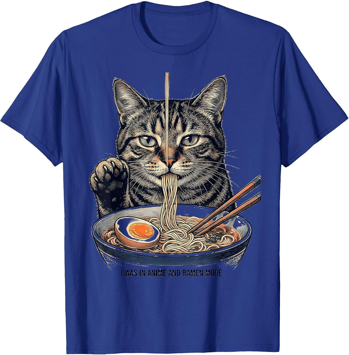 Men's I Was In Anime And Ramen Mode Funny Kawaii Cat Anime Gift T-Shirt - Royal Blue