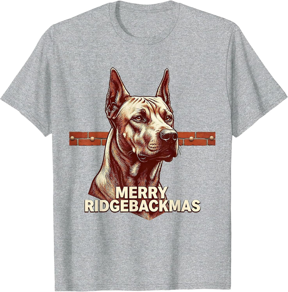 Men's Merry Ridgebackmas Funny Rhodesian Ridgeback Dog Christmas T-Shirt - Heather Grey
