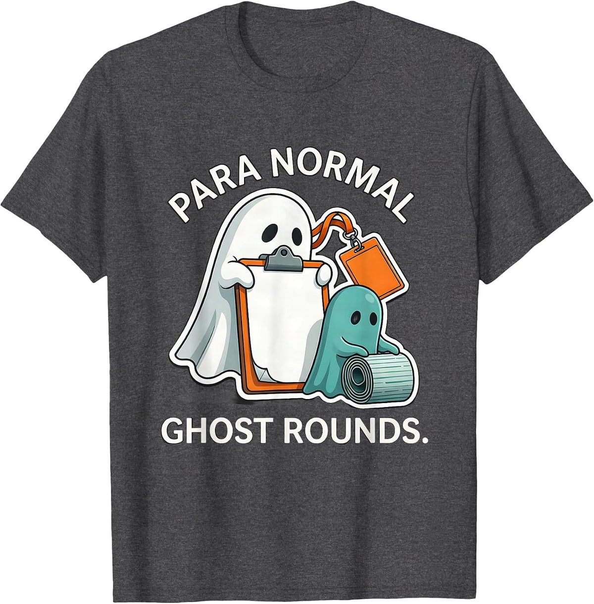 Men's Para Normal Ghost Rounds Sped Para Teacher Halloween T-Shirt - Dark Heather Grey