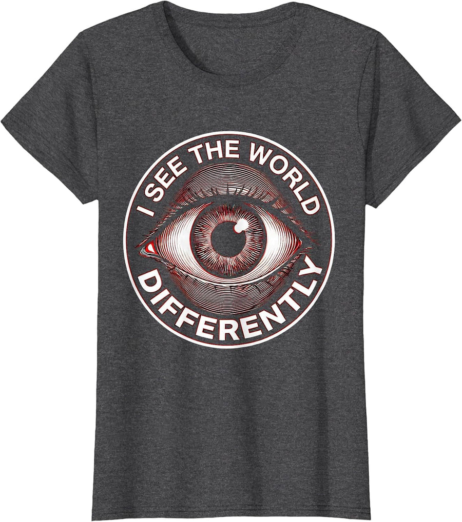 Women's I See The World Differently Dyslexia Awareness T-Shirt - Dark Heather Grey